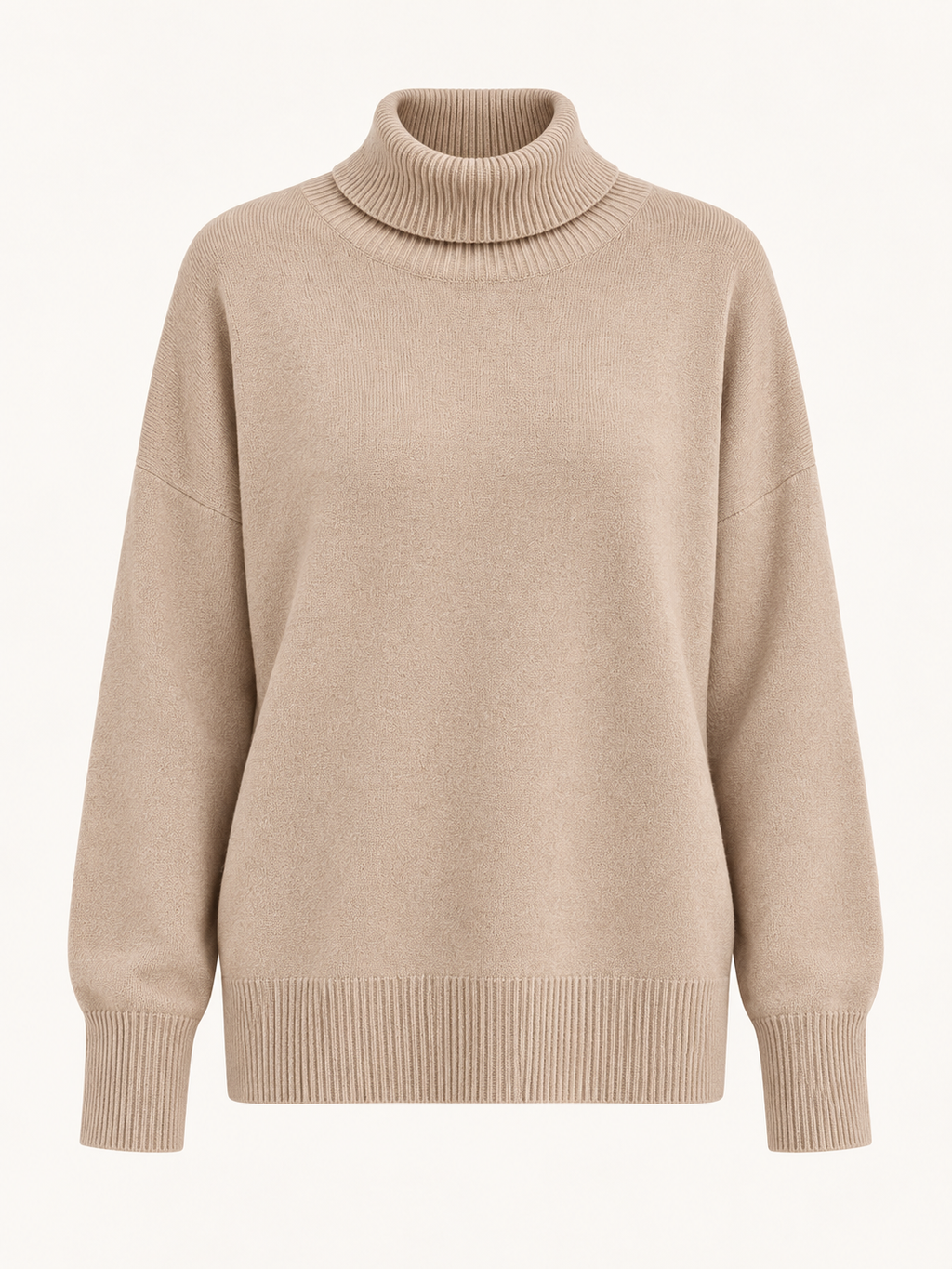 Soft turtleneck jumper — Taupe, product, front view