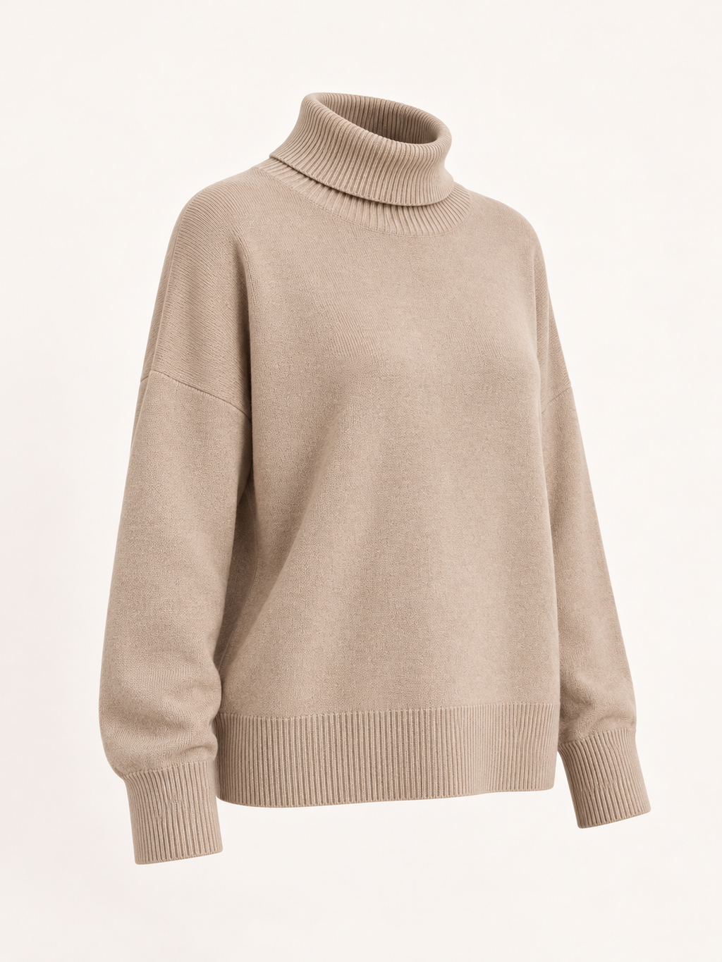 Soft turtleneck jumper — Taupe, product, side view