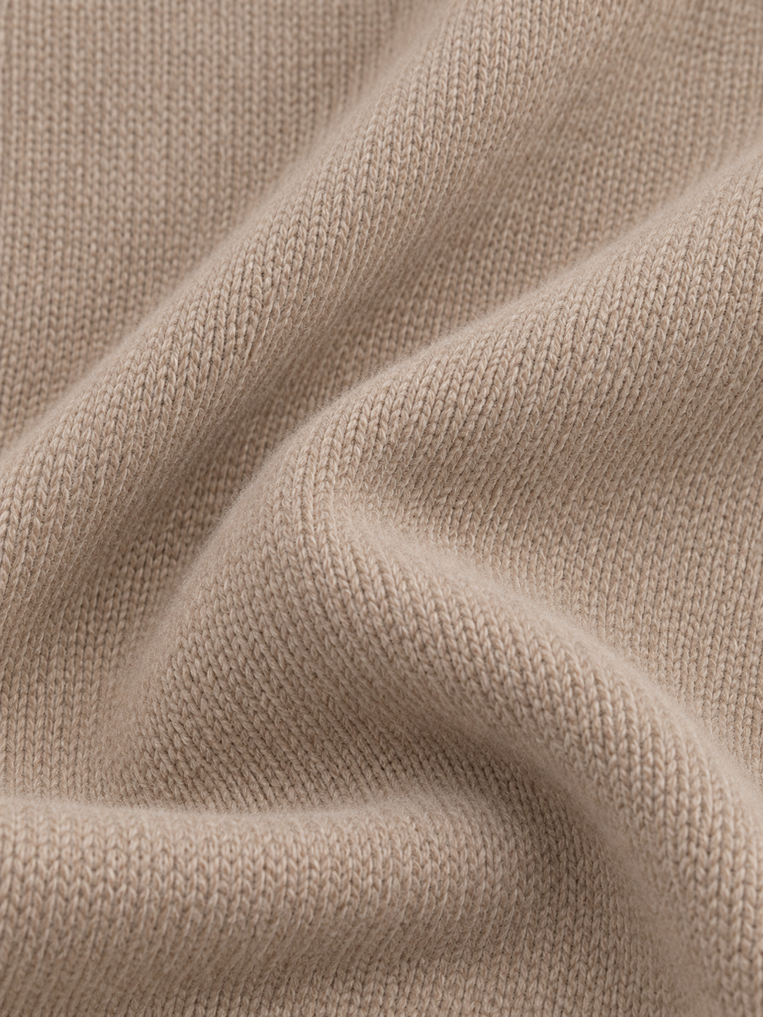 Soft turtleneck jumper — Taupe, fabric detail