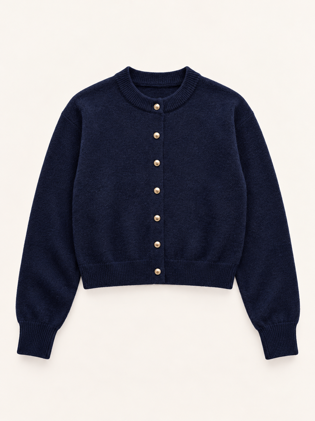 Cardigan blu scuro con bottoni dorati — Blu scuro, Capo, vista frontale