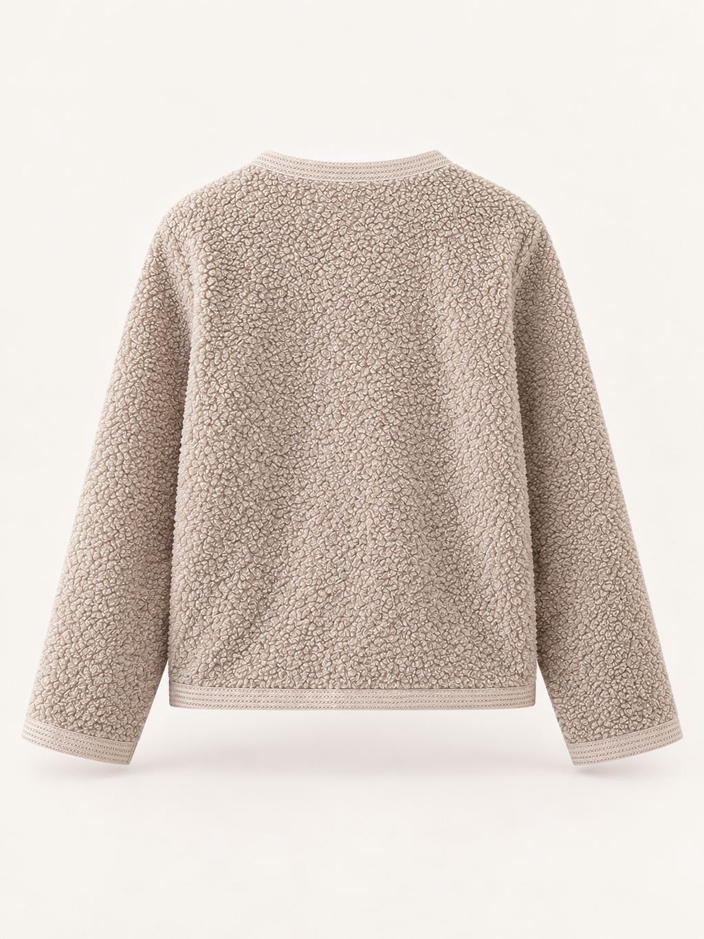 Cardigan corto con bottoni décor — Beige caldo, Capo, vista posteriore