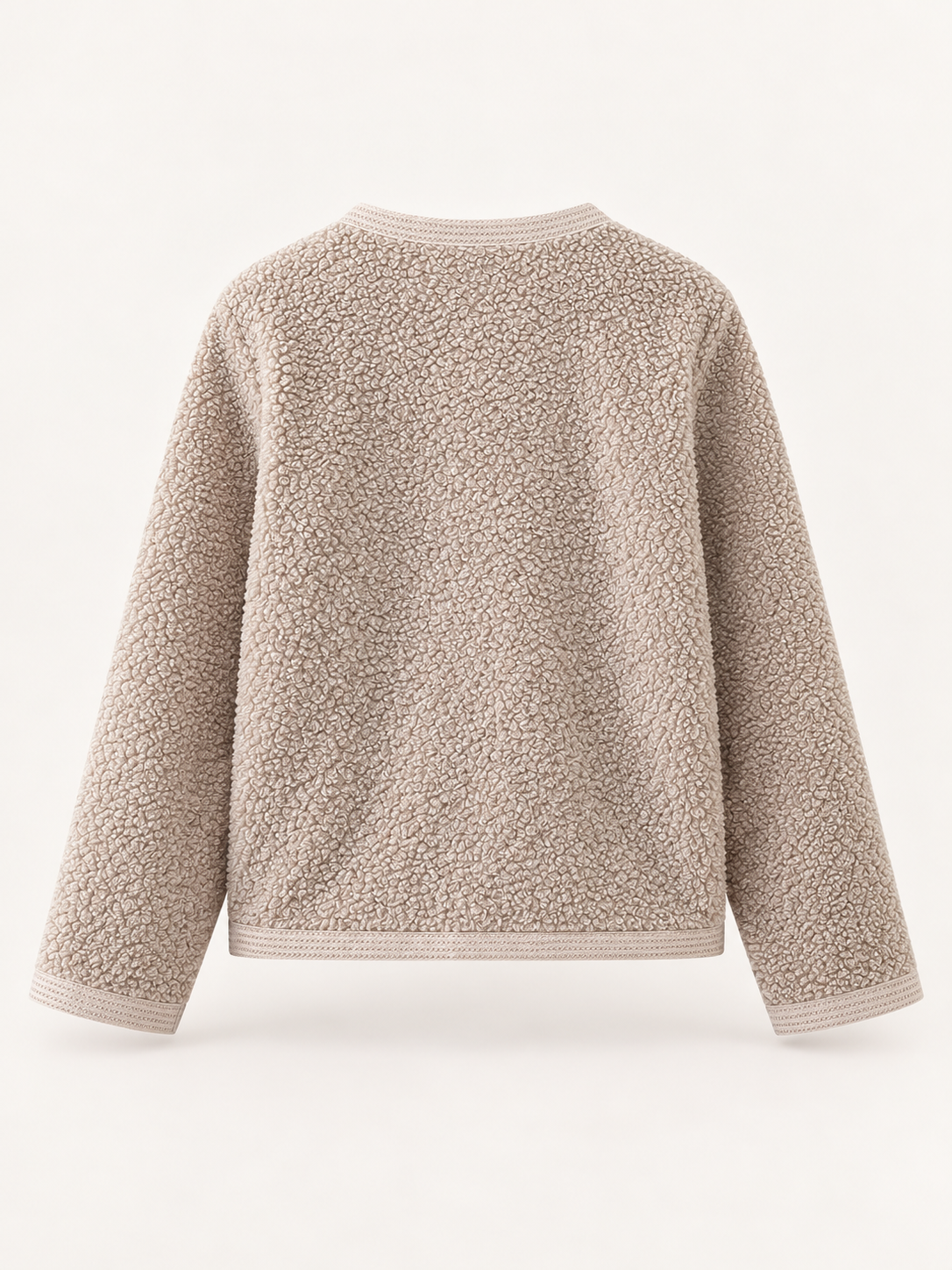 Cardigan corto con bottoni décor — Beige caldo, Capo, vista posteriore