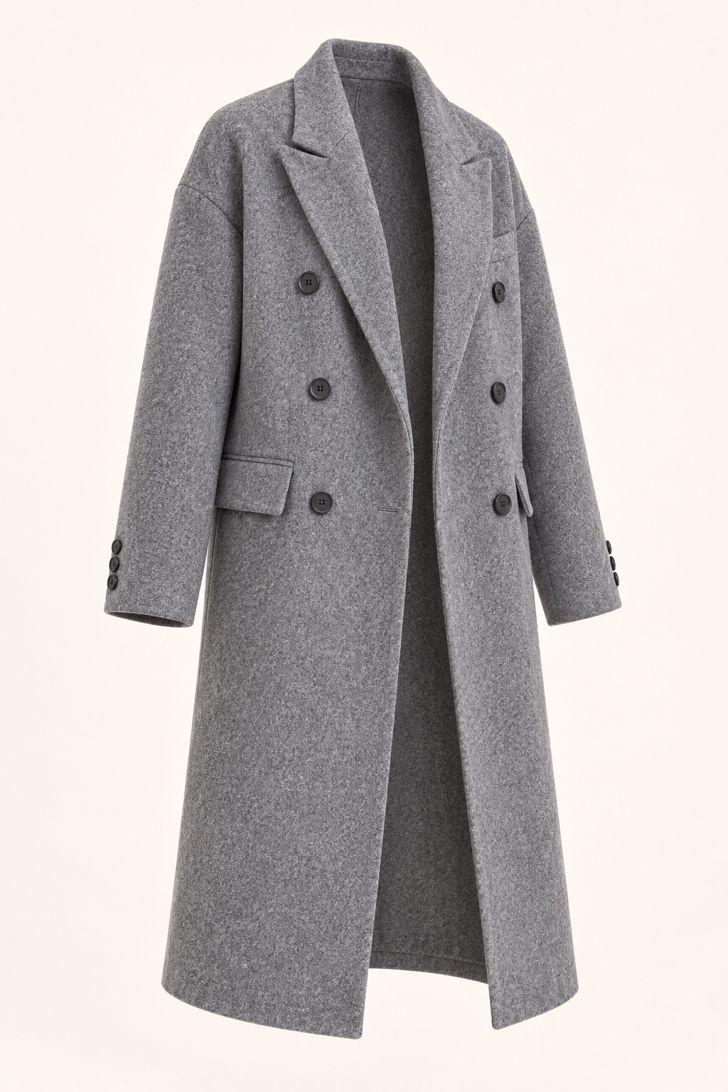 Cappotto lungo doppiopetto — Grigio, vista laterale del capo
