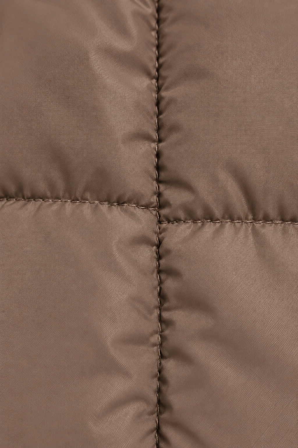 Parka lungo trapuntato con coulisse — Taupe, dettaglio del tessuto