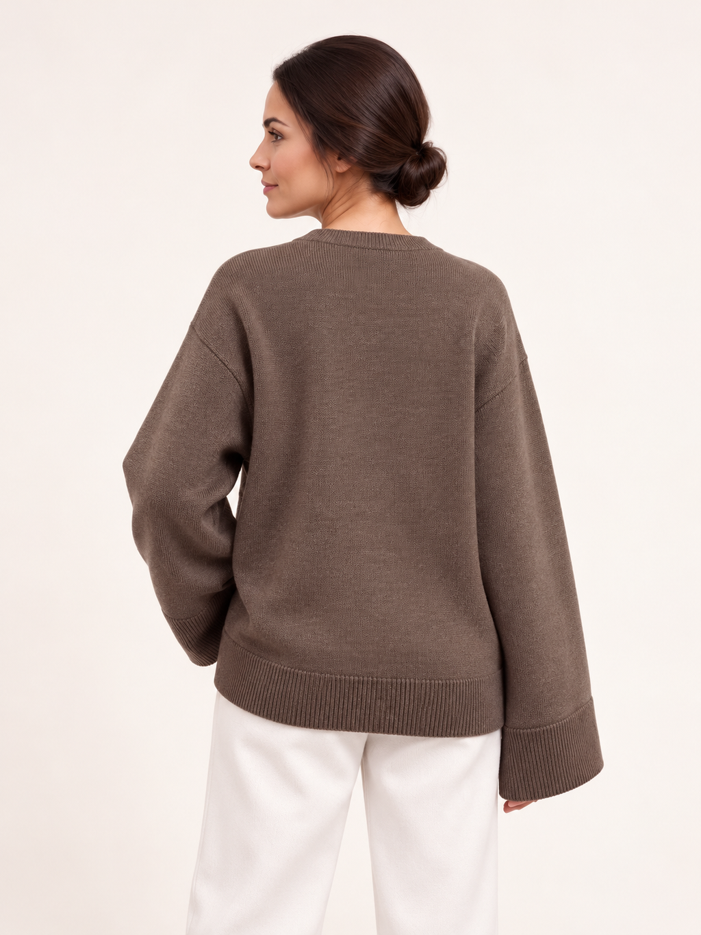 Cardigan con scollo a V e tasche — Marrone, Sofia, vista posteriore
