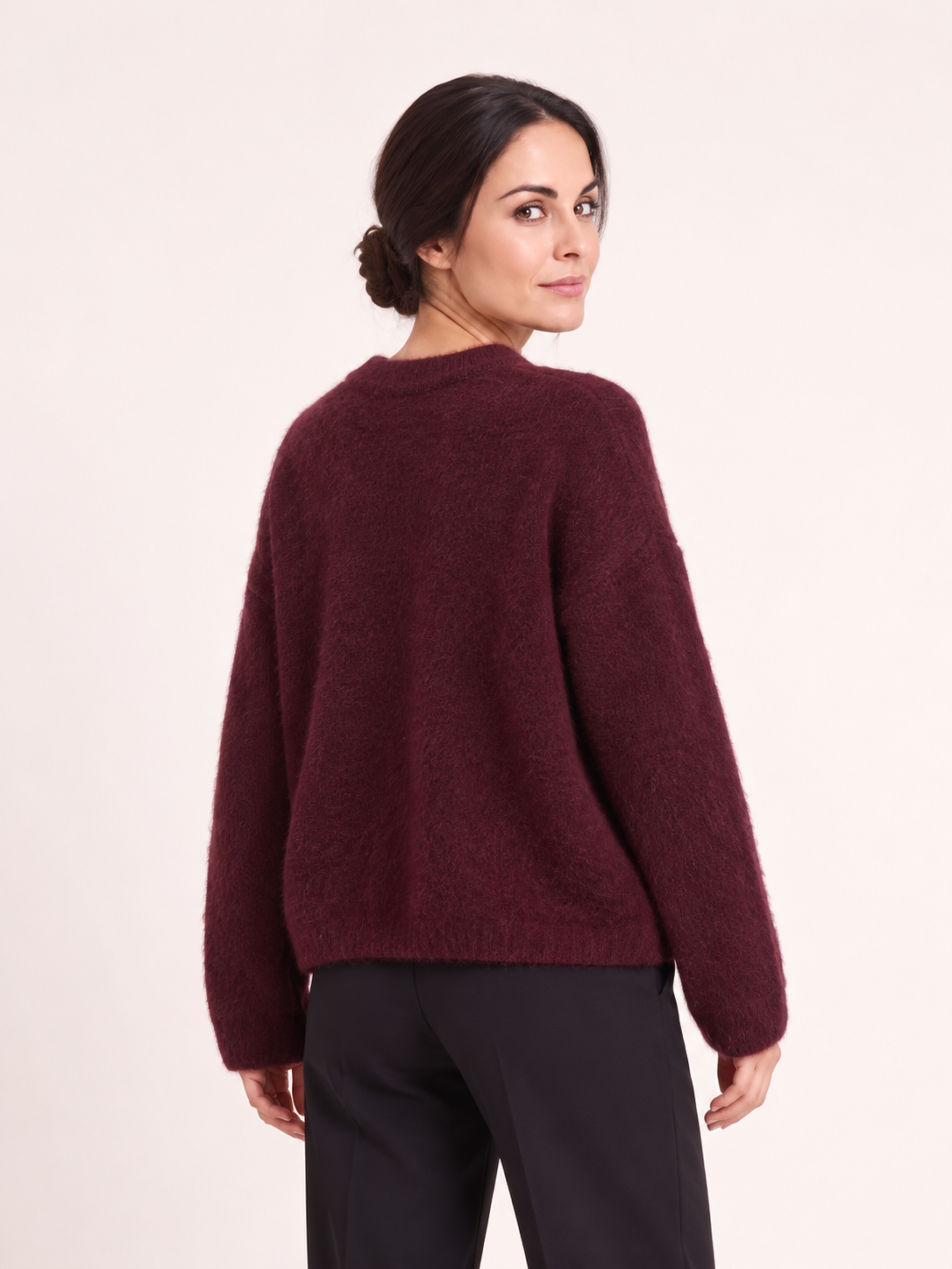 Maglia boxy girocollo — Bordeaux, Sofia, vista posteriore