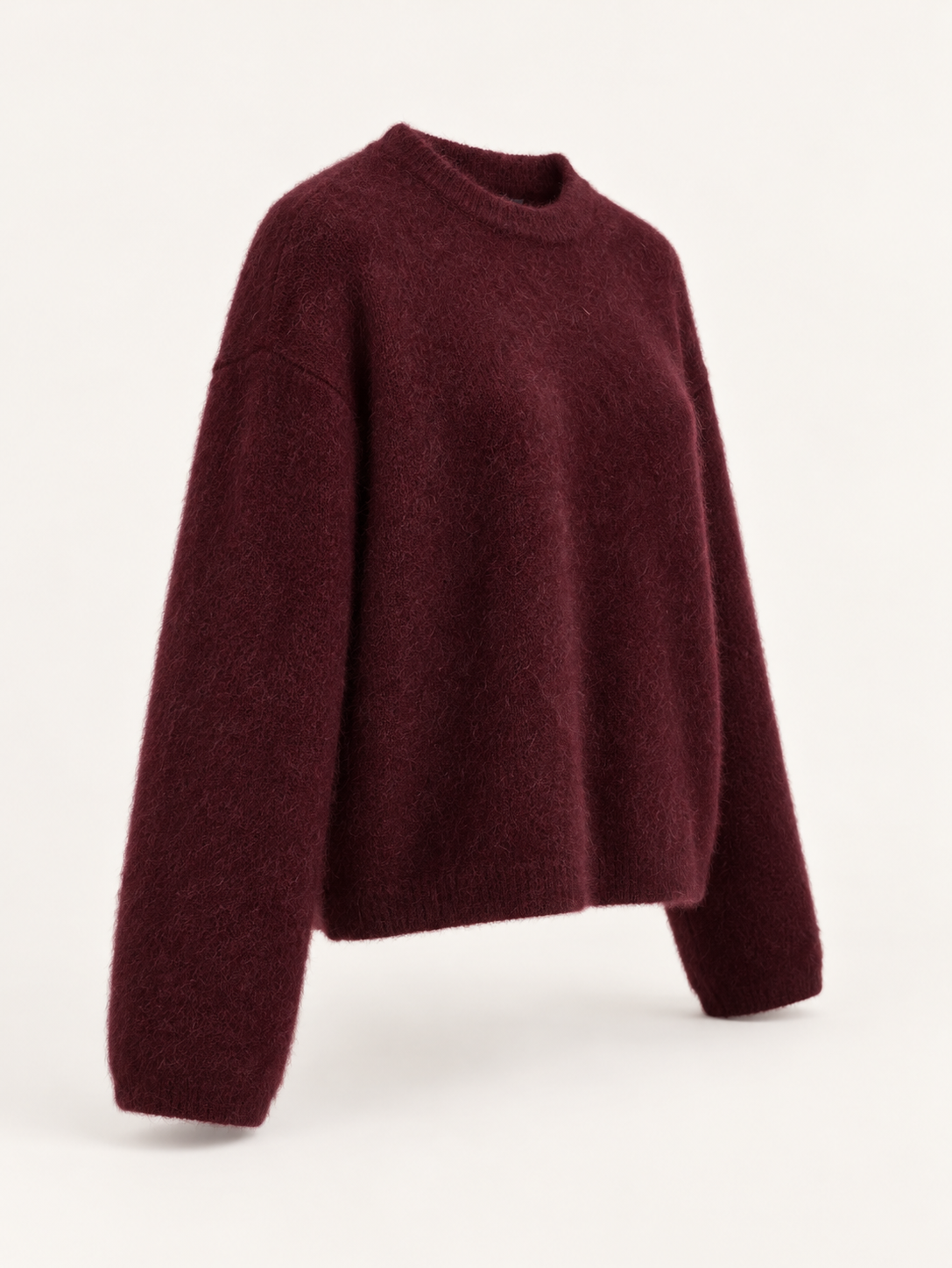 Maglia boxy girocollo — Bordeaux, Capo, vista laterale a tre quarti