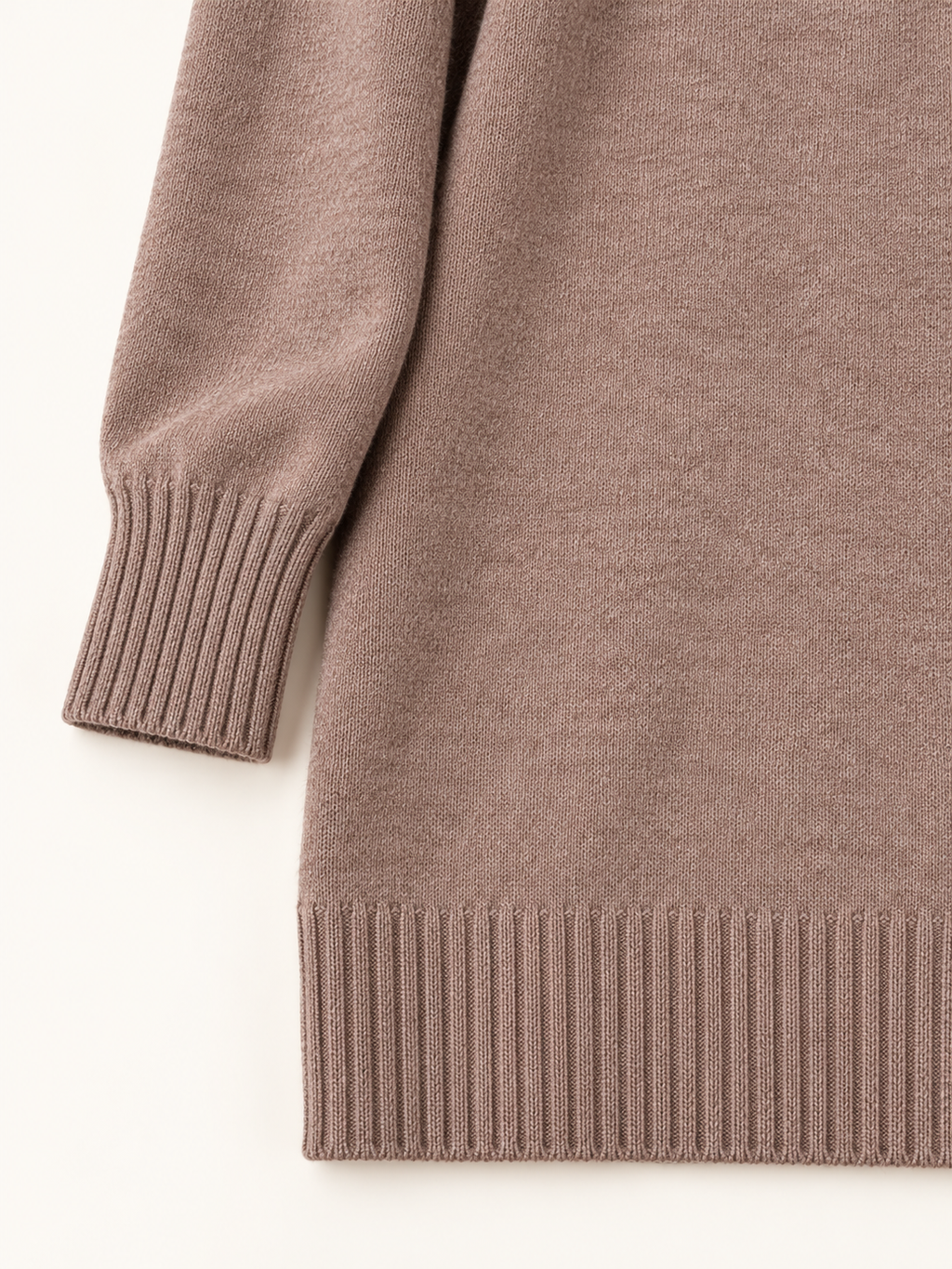 Turtleneck midi dress — Taupe, finish detail