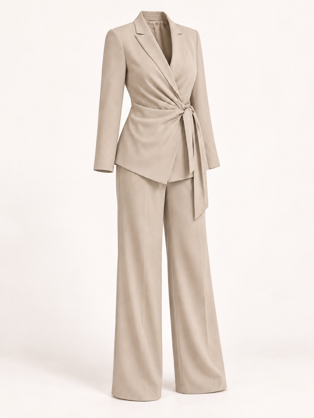 Fluid suit with side tie — Beige, product, side view