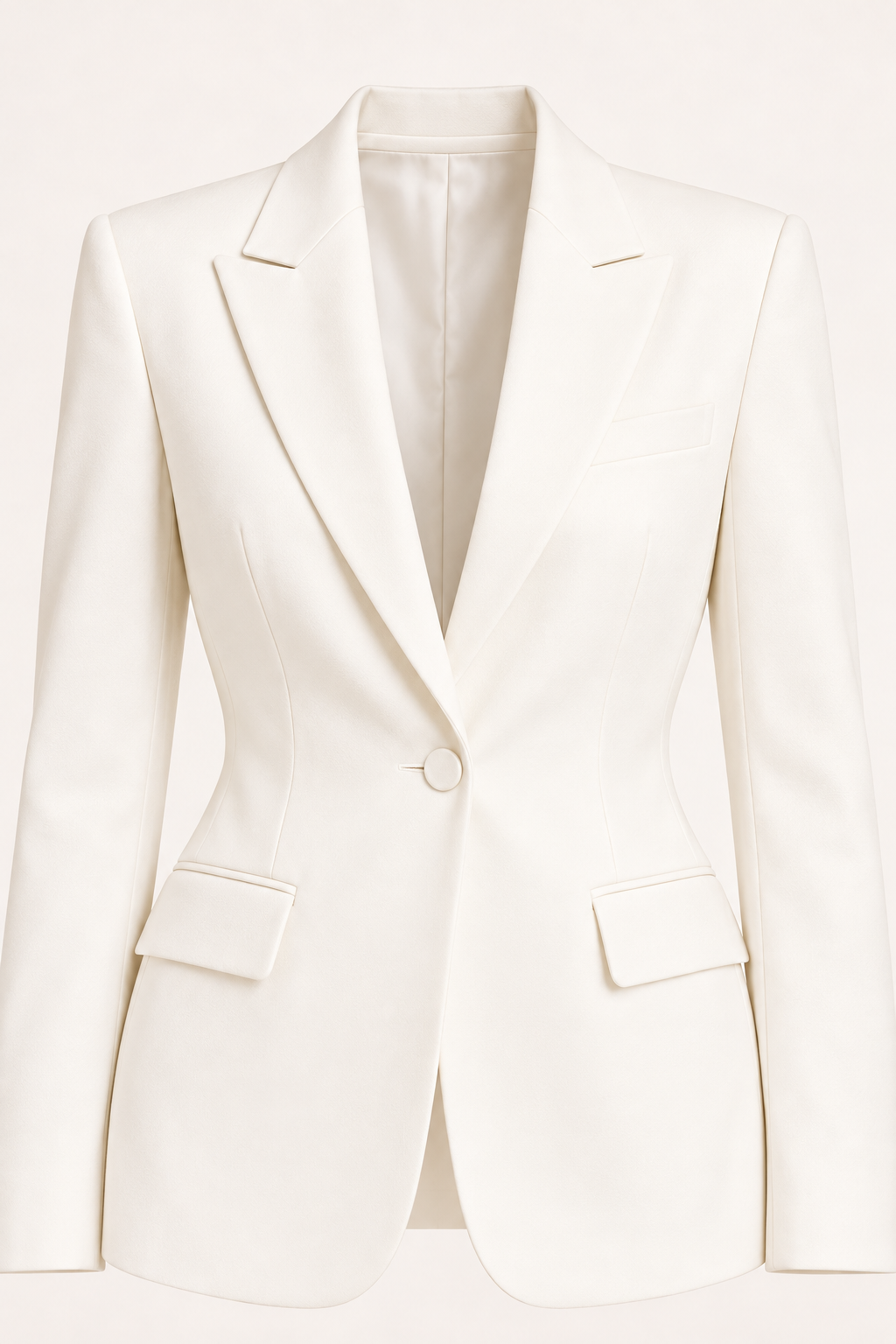 Completo con blazer sagomato, Dettaglio del rever — Bianco