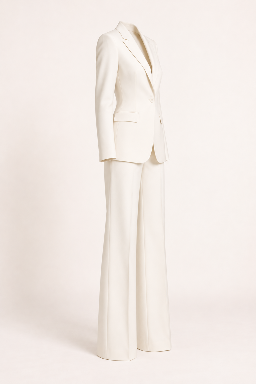 Completo con blazer sagomato, Vista laterale senza modella — Bianco