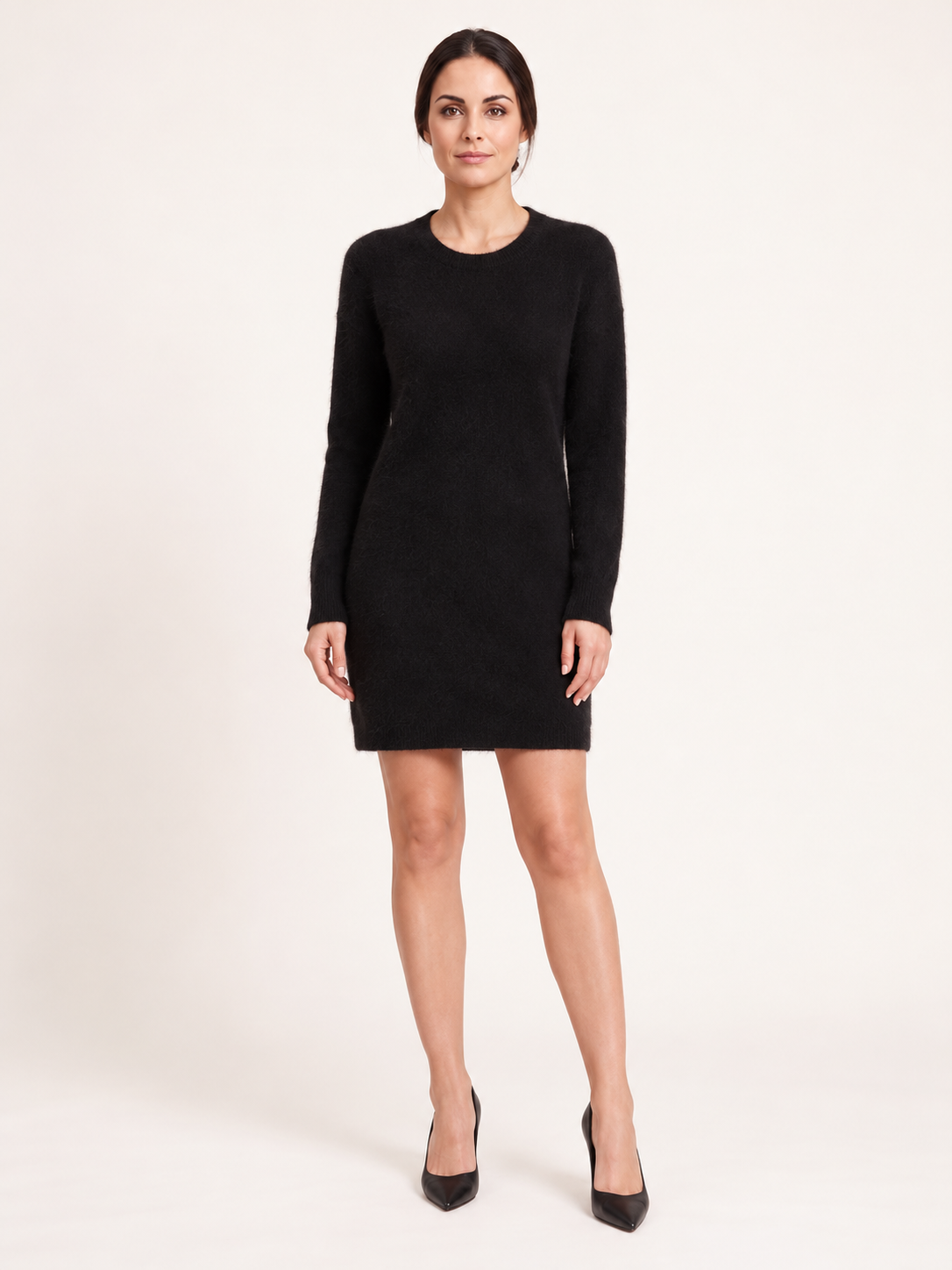 Abito in maglia girocollo — Nero, Sofia, vista frontale
