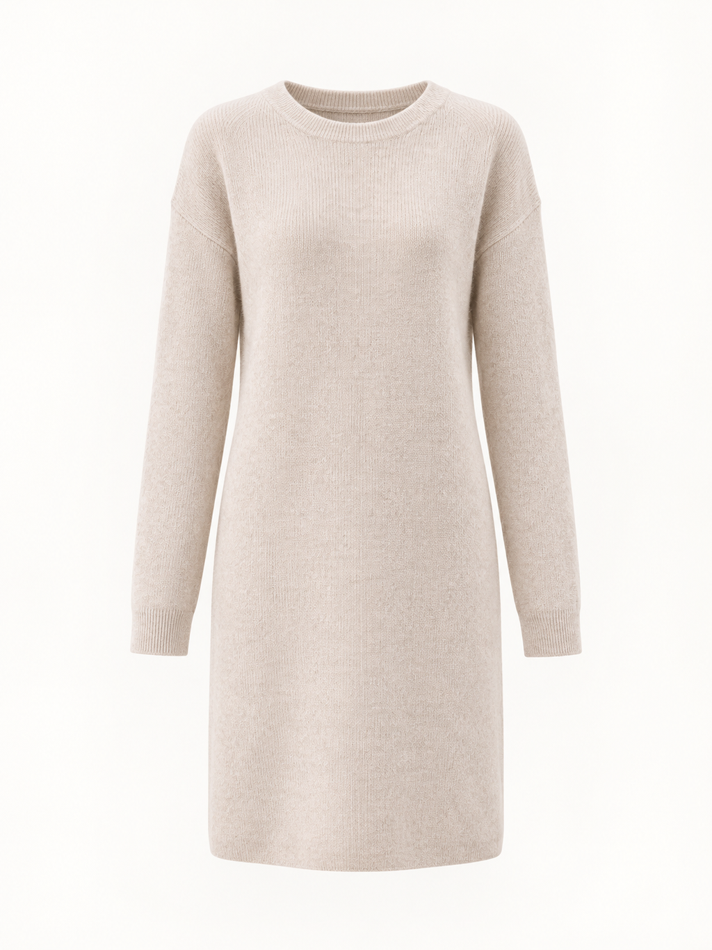 Crew-neck knitted dress — Ivory, product, front view
