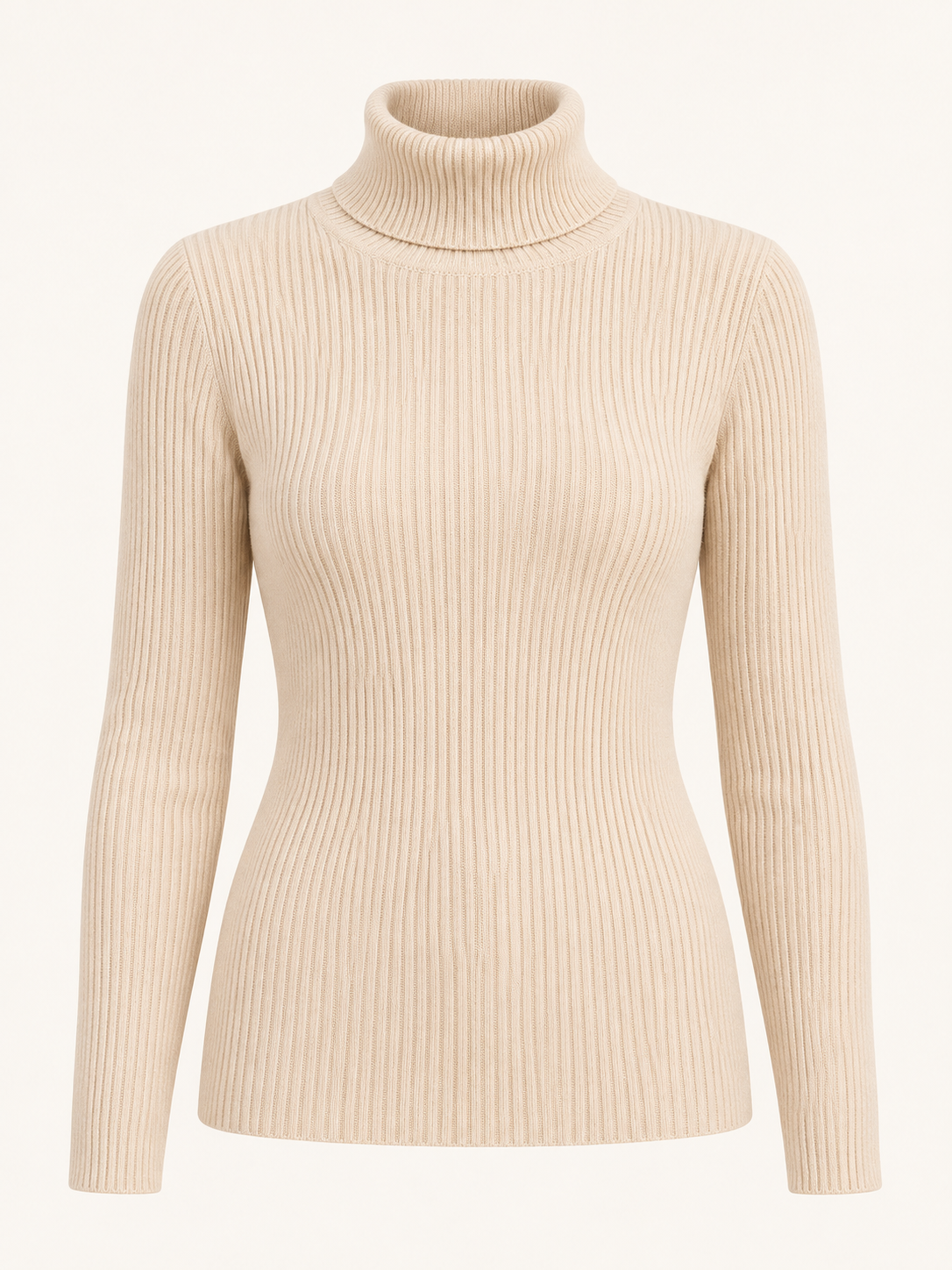 Dolcevita a coste — Beige, prodotto, vista frontale
