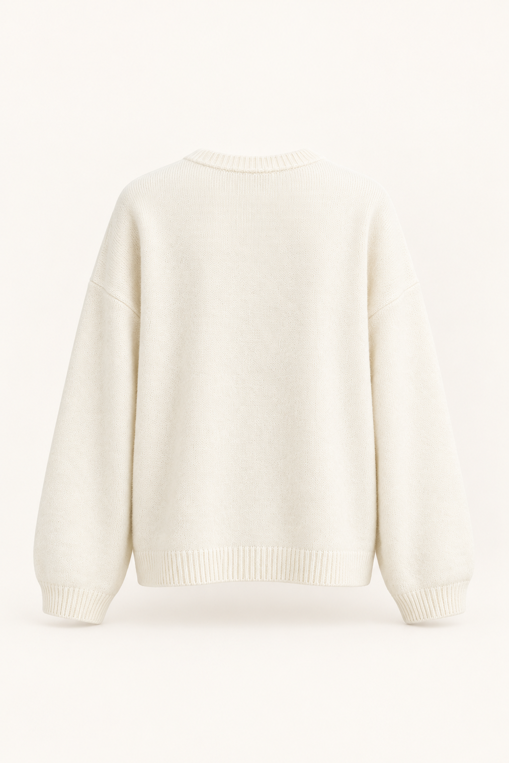 Maglia ampia con bordi a coste — Bianco latte, vista posteriore senza modella