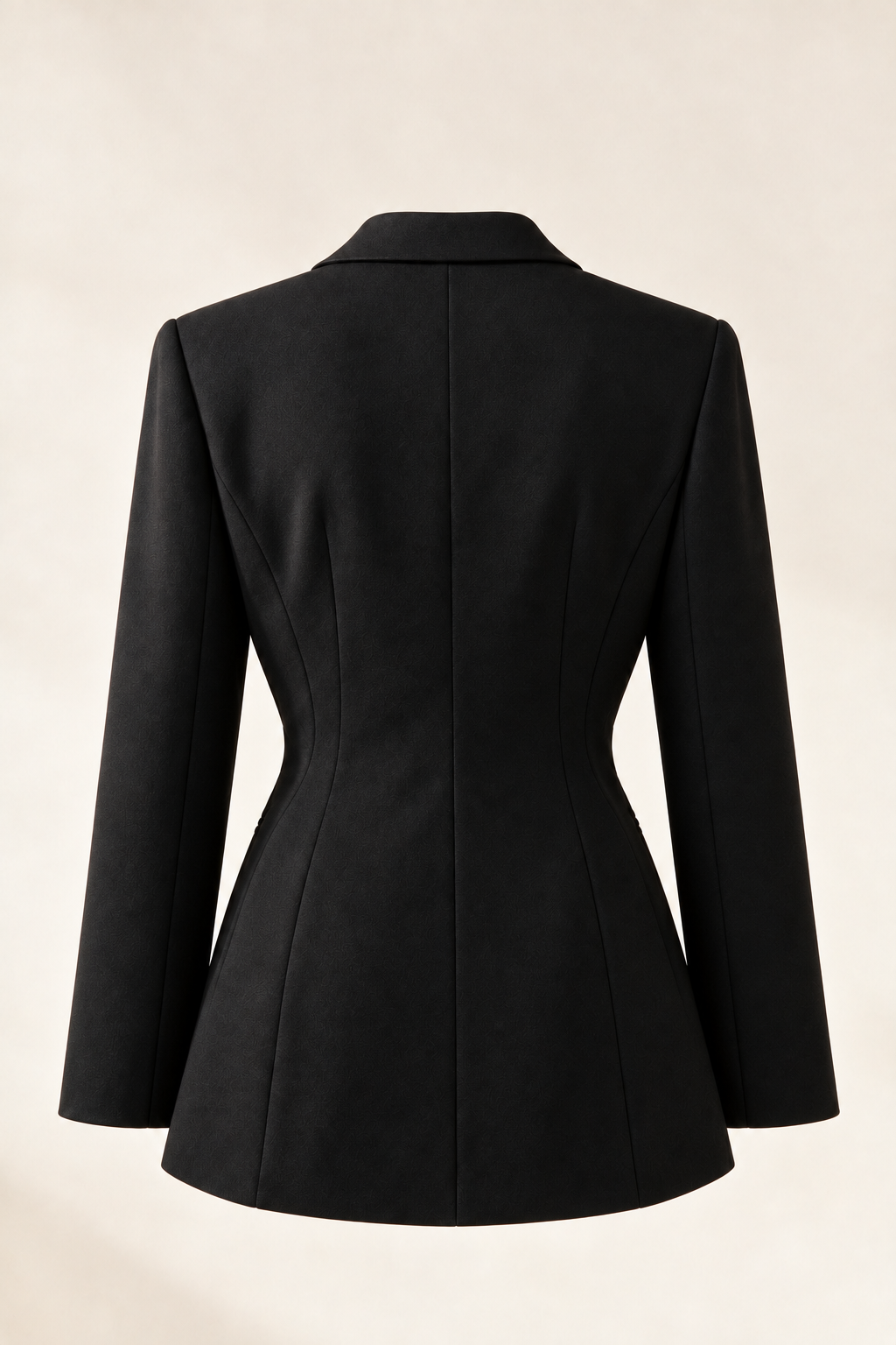 Fitted blazer with ribbons and rings — Black, back view without model