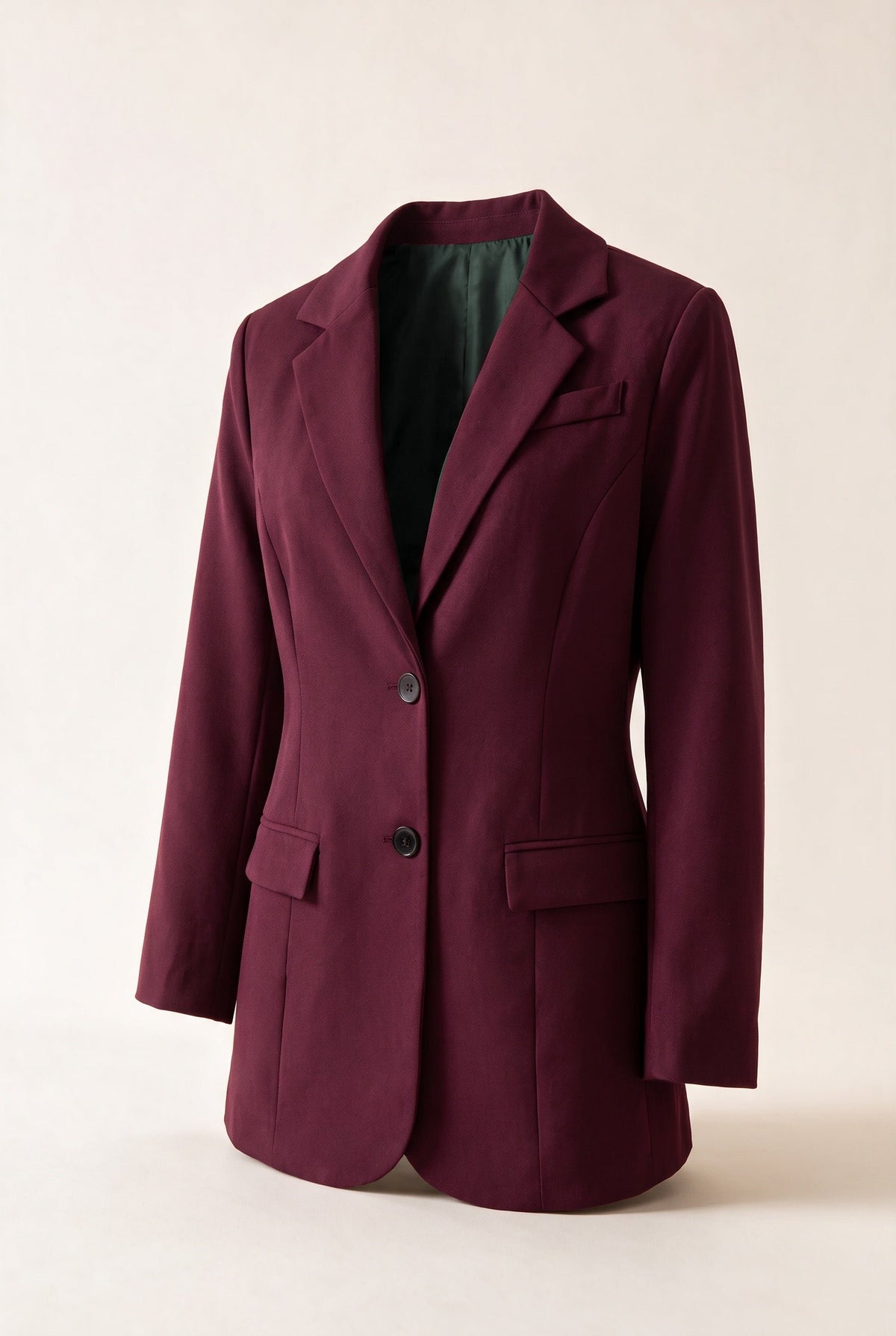 Two-button single-breasted blazer — Burgundy, garment three-quarter view
