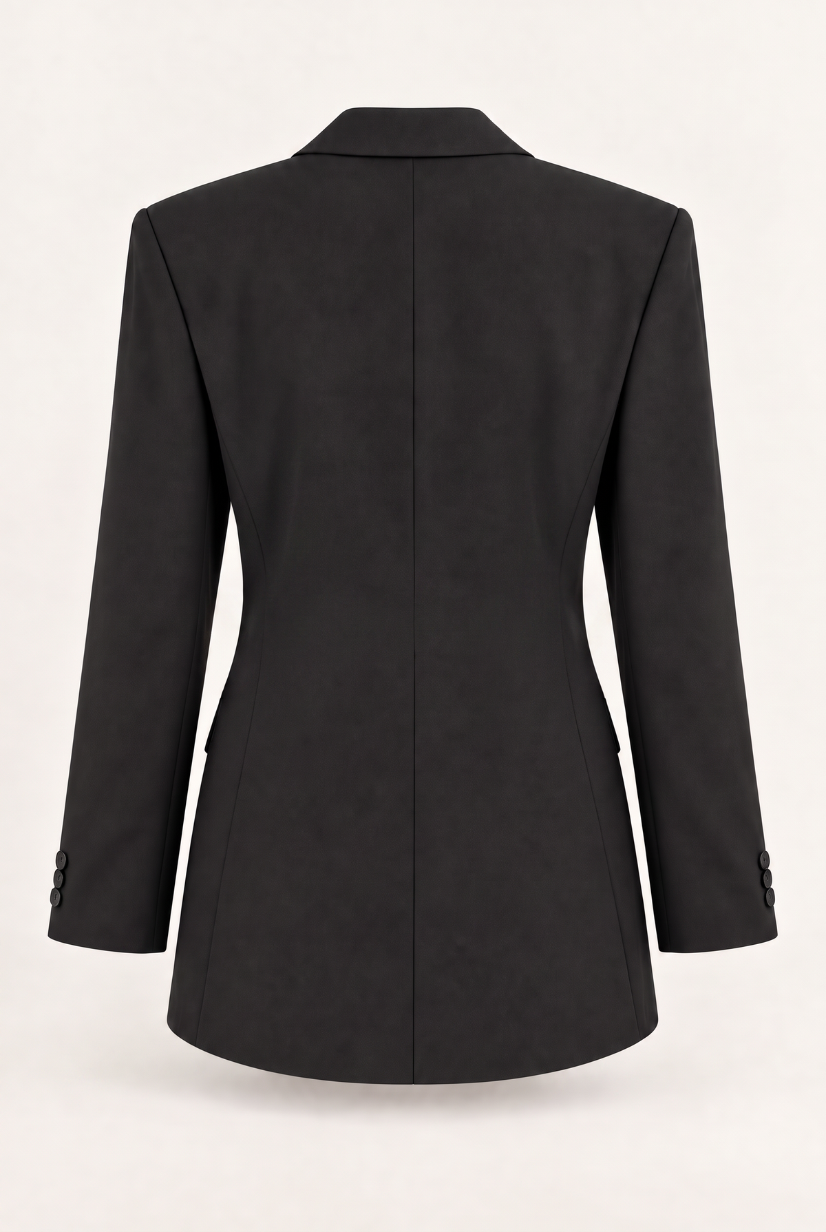 Black belted blazer — Black, rear view without belt