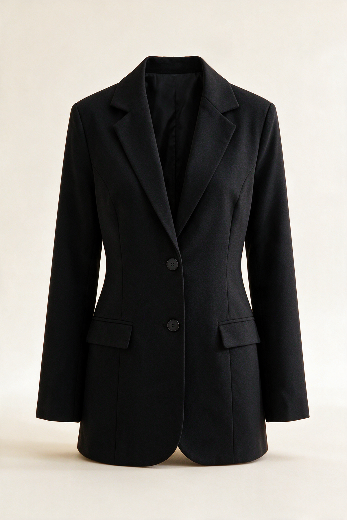 Blazer monopetto a due bottoni — Nero, vista del capo, vista frontale