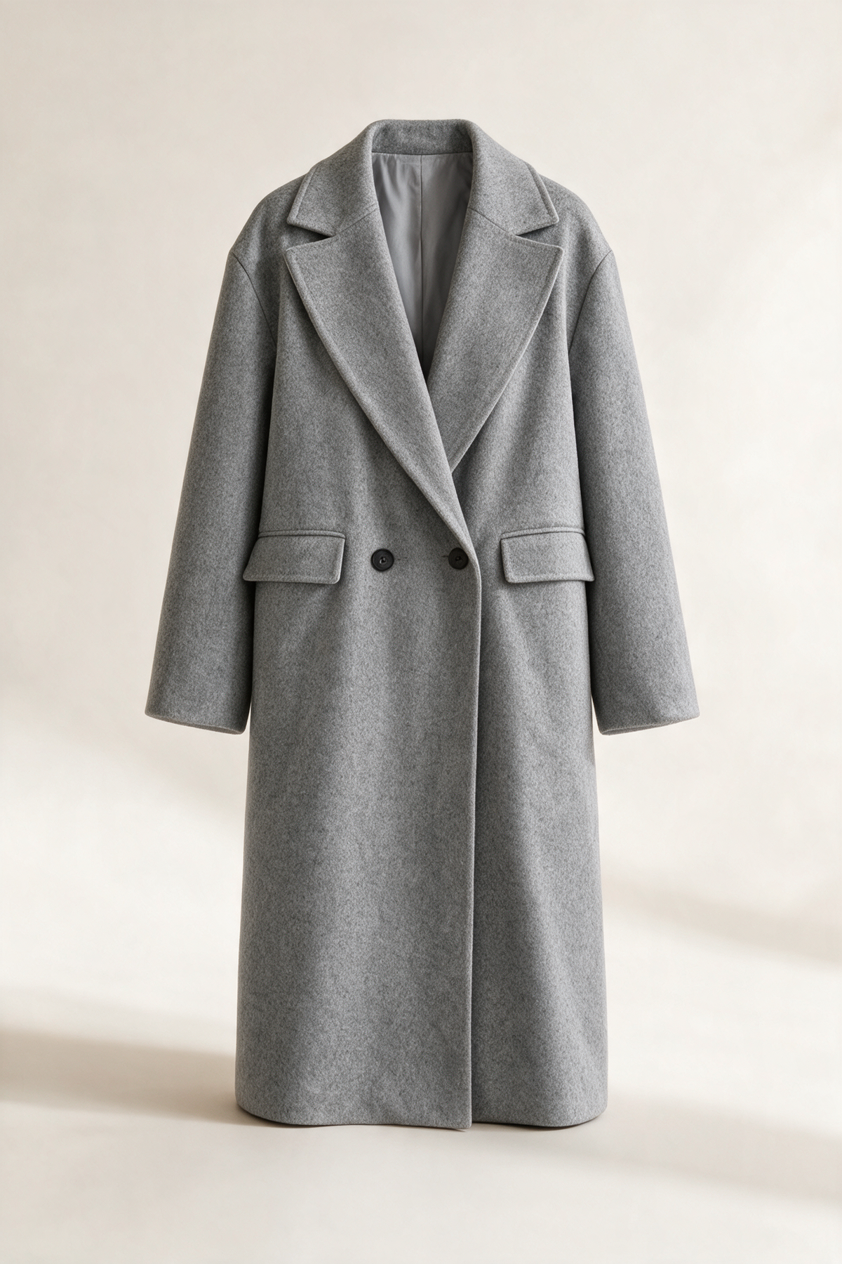 Cappotto lungo con revers — Grigio, vista frontale