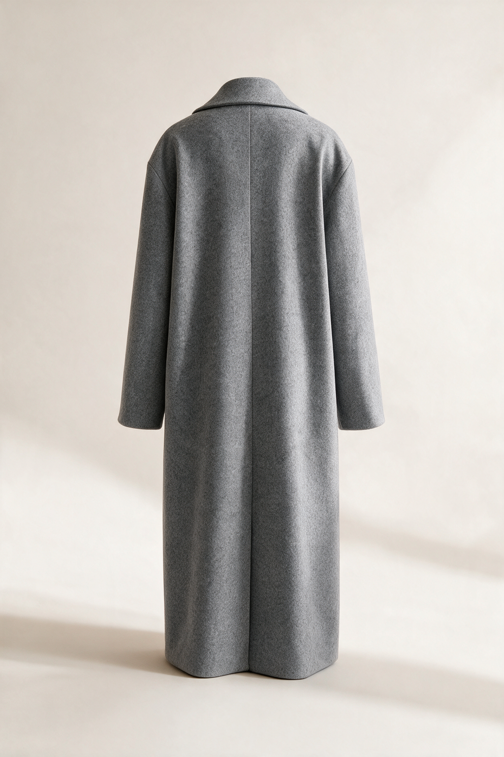 Long coat with lapels — Grey, rear view